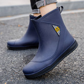 低帮水胶鞋 雨鞋 秋款 中高筒厚底耐磨雨靴防水防滑工地短筒套鞋 男士