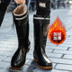 户外保暖胶鞋 男士 外穿防滑加绒防水靴耐磨束口情侣款 时尚 高筒雨鞋