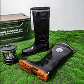 户外保暖胶鞋 男士 外穿防滑加绒防水靴耐磨束口情侣款 时尚 高筒雨鞋