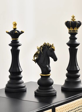 树脂国际象棋摆件装饰橱窗玄关书架展柜欧式轻奢酒柜工艺品战马棋
