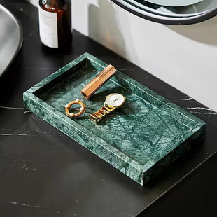 天然大理石托 托盘摆件长方形香薰蜡烛饰品洗手台托 托盘展示盘置