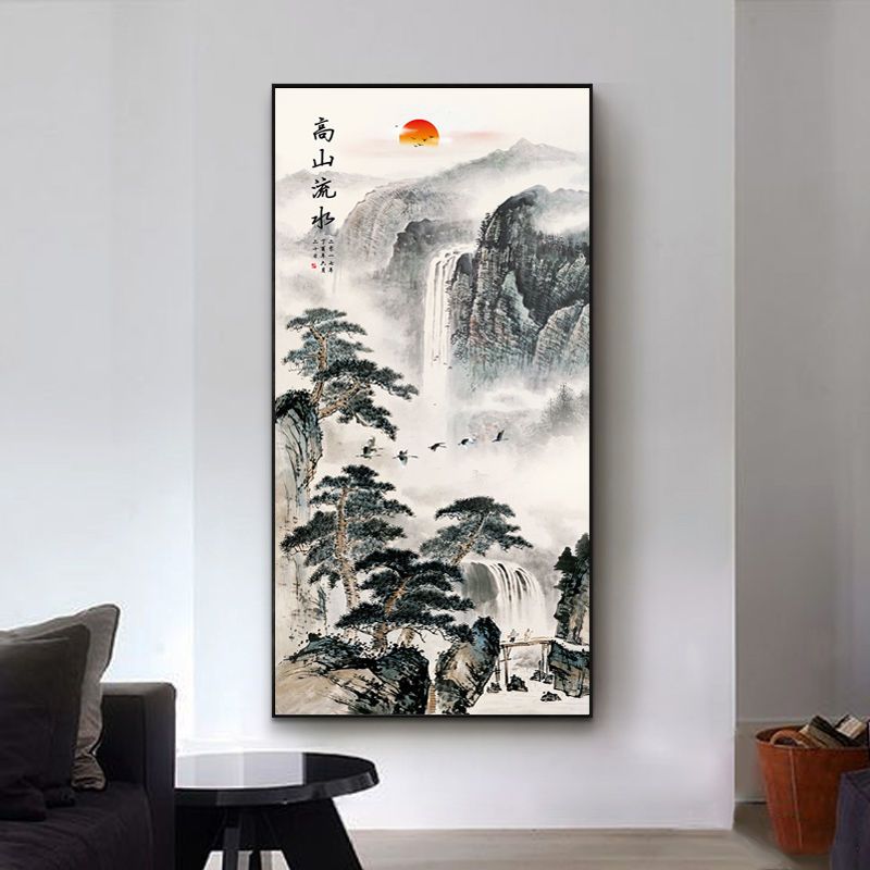玄关自粘贴风水靠山壁画