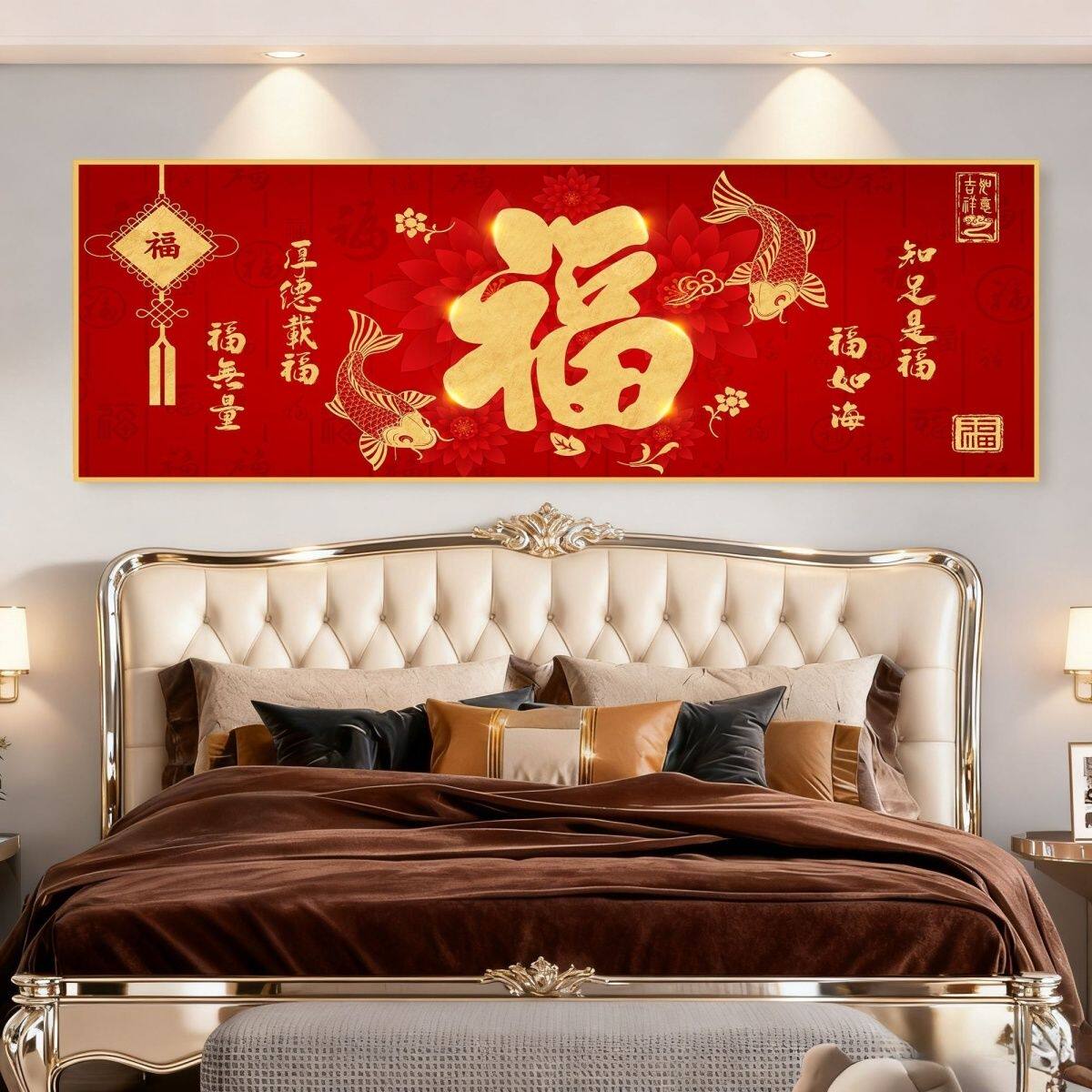 年年有余自粘贴画床头装
