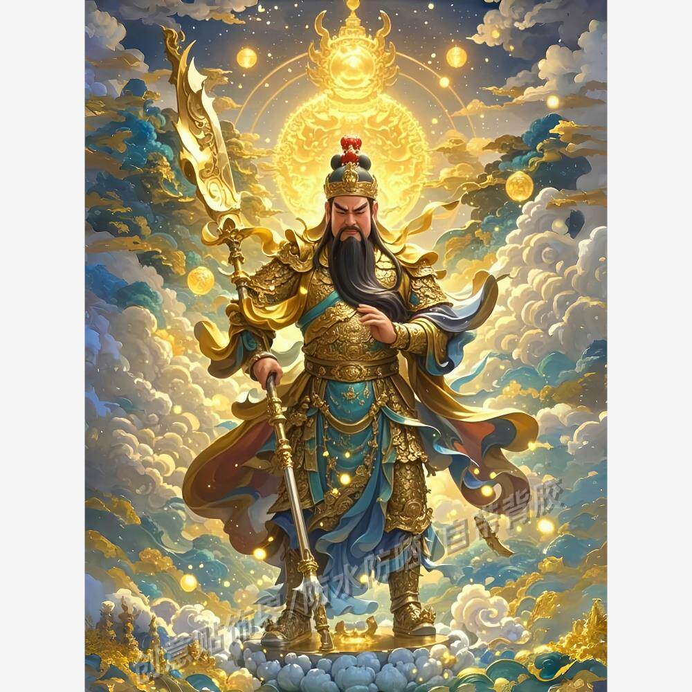 新款金甲关公镇宅装饰贴