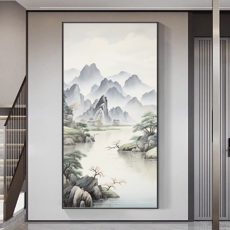 无框贴画山水画进门入户