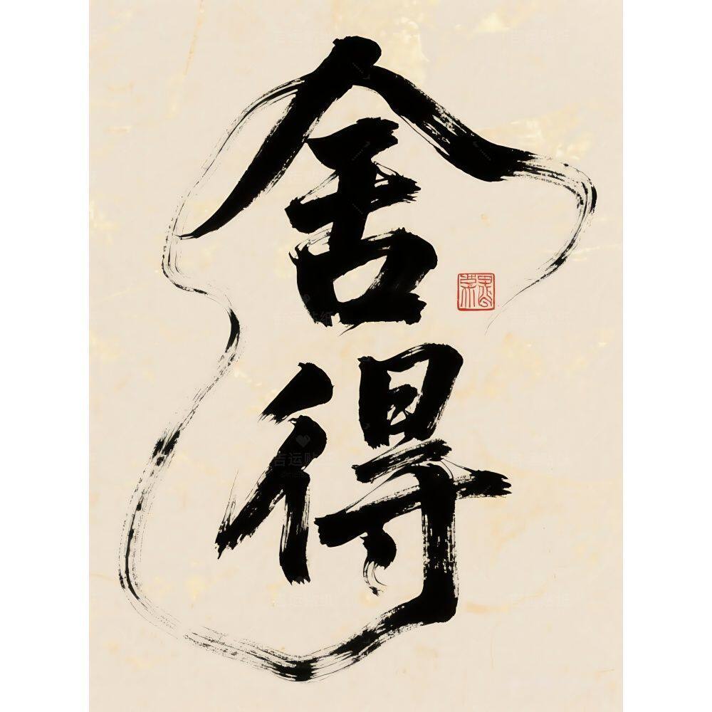 书法作品中国风舍得贴纸