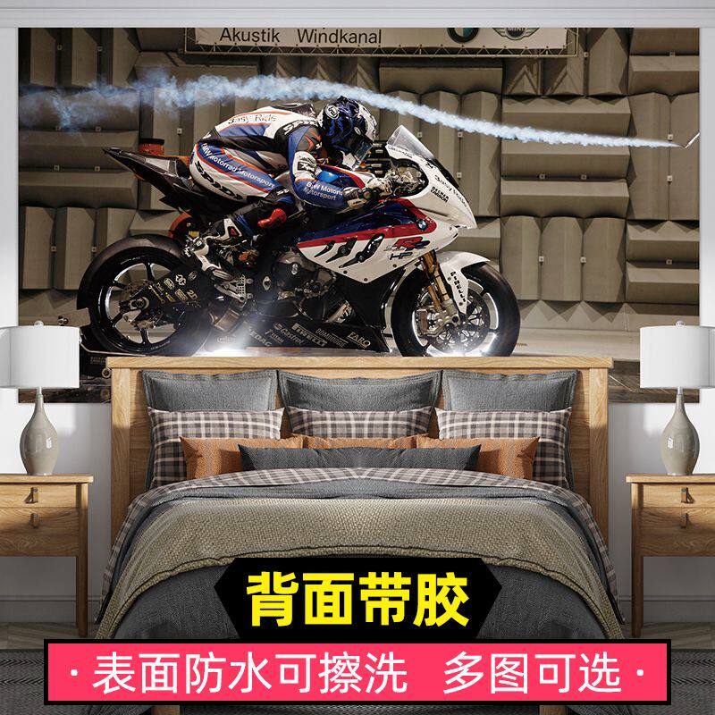 重机车海报墙贴纸川崎杜卡迪哈雷公路赛摩托车超大装饰壁画工业风