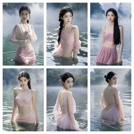 温泉美女海报贴纸艺术卧室写真贴画宿舍新款装饰墙上浴室粘贴防水