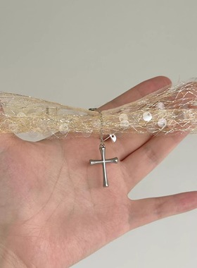 B.treasure蕾丝十字项链小众中古饰品Vintage复古项链菲比饰品