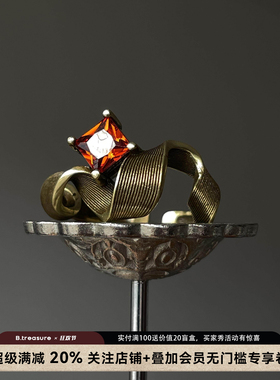 波浪扭扭复古拉丝开口缎带戒指