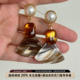 B.treasure 复古琥珀色耳坠女珍珠镶嵌小众设计感高级感气质耳环