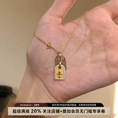 B.treasure鎏金十字无事牌项链