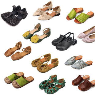 脱毒家 断码凉鞋 真皮凉鞋包头镂空复古凉拖夏季捡漏拖鞋外穿女鞋