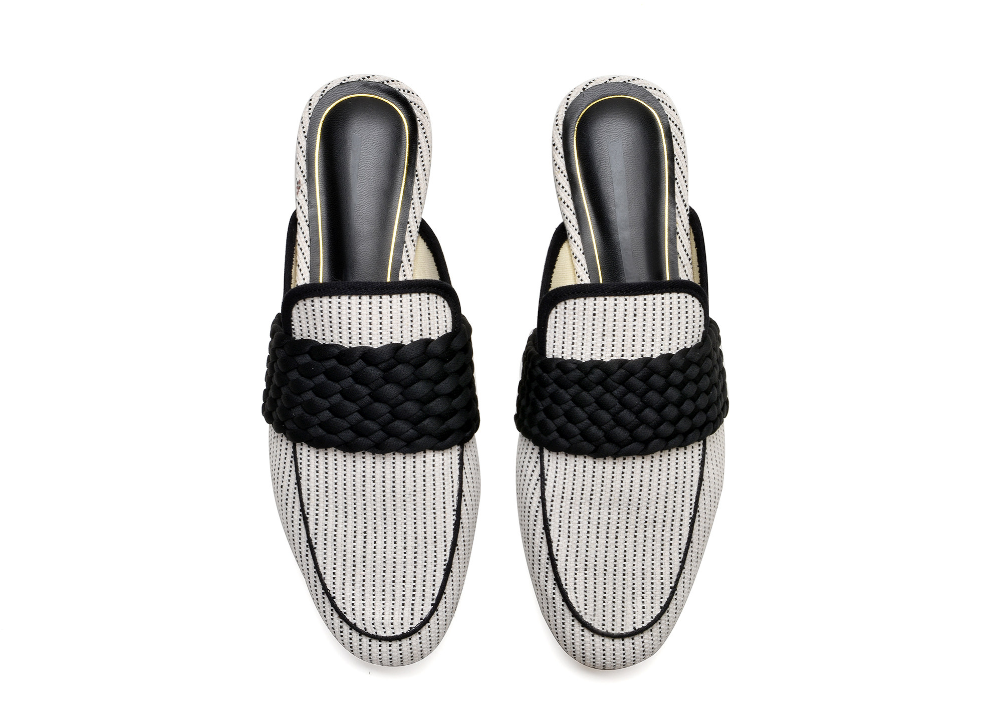 zara dtm秋季2020新款条纹穆勒鞋时尚休闲平底鞋女包头半托鞋单鞋