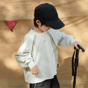 男孩户外撞色防晒T T恤UPF50 米修叻 索罗娜吸湿排汗速干男童长袖