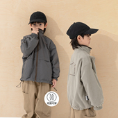 薄绒外穿洋气休闲夹克衫 米修叻男童立领外套秋冬款 两面穿儿童冬季