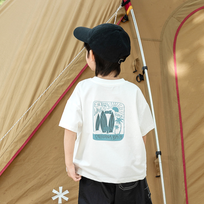 米修叻童装 男童户外印花短袖T恤儿童夏季天舟棉透气吸汗轻薄上衣