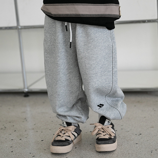 米修叻童装男童春款裤子不加绒小孩开春偏厚长裤百搭休闲裤束脚裤