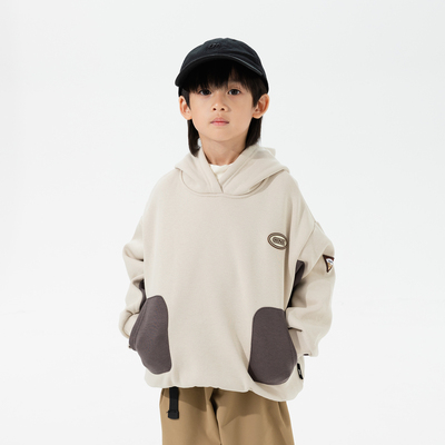 男童轻量化保暖卫衣一体绒秋冬