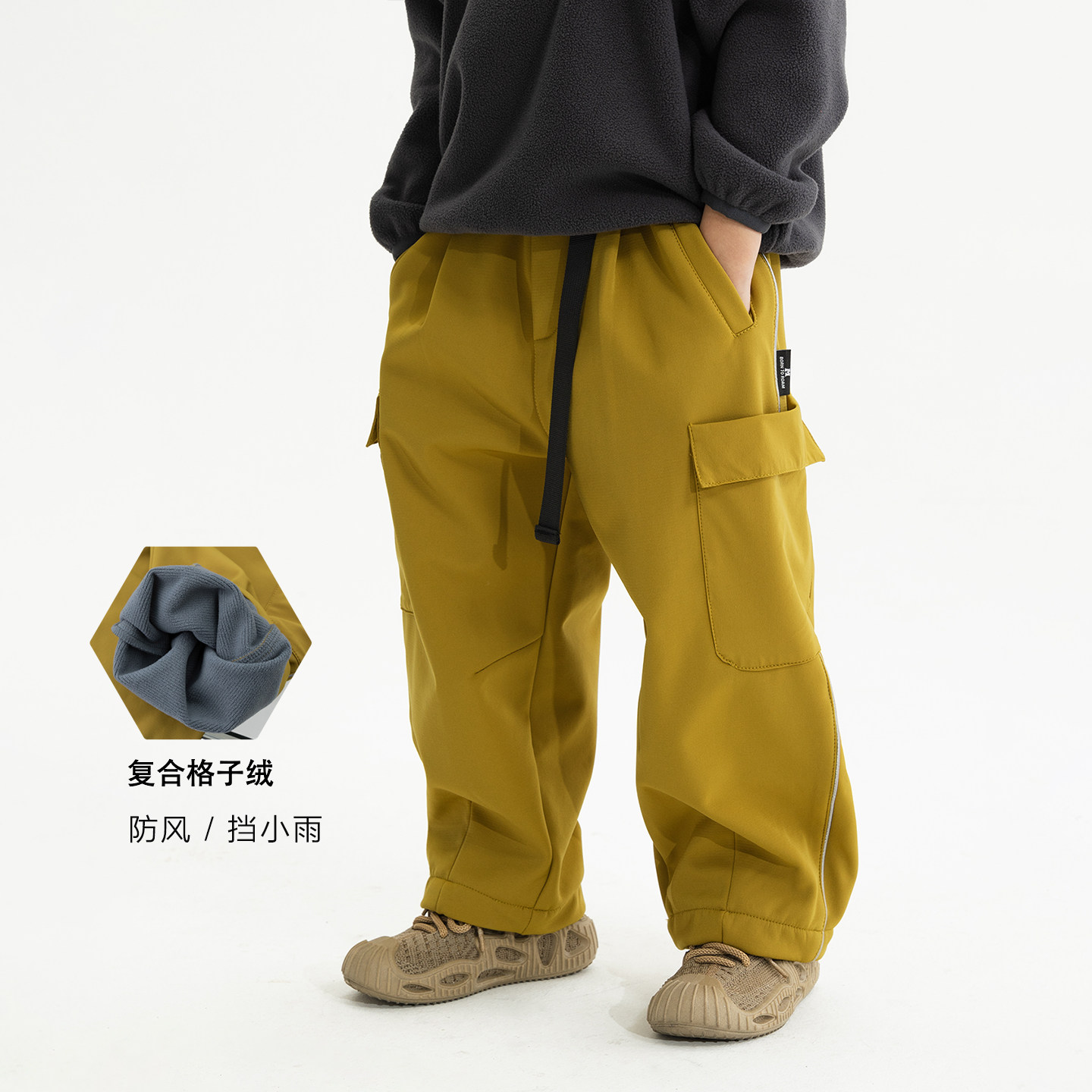 米修叻男童裤子冬季防水加绒长裤儿童秋冬户外防风保暖外穿休闲裤