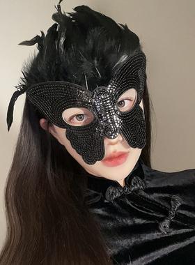 节日派对半脸蝴蝶羽毛面具成人男女面罩假面舞会个性cos蒙面配饰