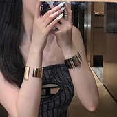 小众设计感不对称金属宽边开口手镯女ins冷淡风网红手环高级臂环