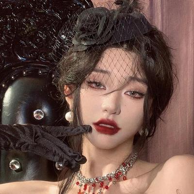 黑色赫本风小礼帽发饰