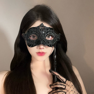 双层手持面具万圣节道具男女可爱性感假面舞会派对晚会表演出配饰