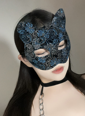 万圣节面具半脸猫女郎cosplay化妆舞会派对性感眼罩面纱遮脸道具