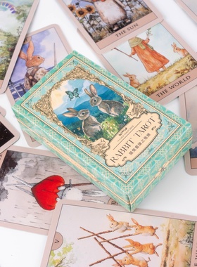 英文猫兔套牌之水彩兔子塔罗牌 the rabbit tarot deck 韦特卡牌