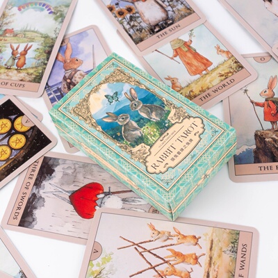 英文猫兔套牌之水彩兔子塔罗牌 the rabbit tarot deck 韦特卡牌
