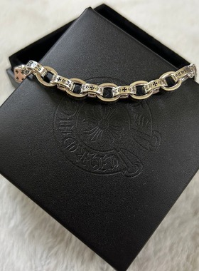 源头厂家925银手链 克罗芯 椭圆环字母十字架手链 复古时尚OL手链