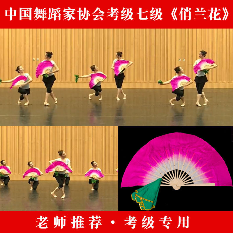 七级俏兰花扇子中国舞协考级八级安徽花鼓灯舞蹈道具十级艺考手绢