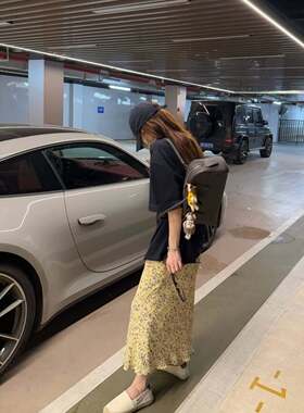 “定制人丝乔其印花”神奇花裙 斜裁轻薄碎花长款鱼尾裙半身裙女