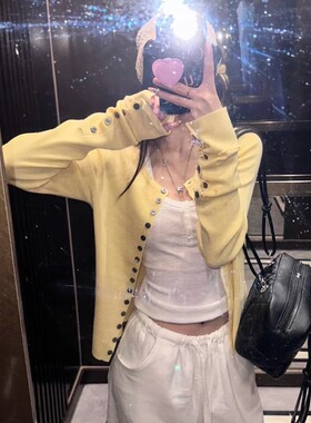 “27粒扣”重工桑蚕丝羊毛麻灰针织开衫圆领修身显瘦针织防晒上衣