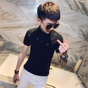 男士修身短袖POLO衫男韩版半袖 A343-PL23-P45 （黑）图片