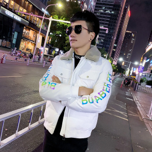 社会精神小伙毛领保暖棉衣棉袄棉服 A343-CF50 白1图片