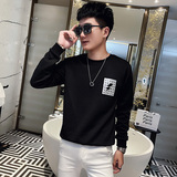 WY88秋装社会精神小伙修身卫衣男套头衫黑，男装卫衣，电商A343