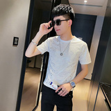 T短袖T恤衫社会小伙半袖修身tee黑，男装T恤，电商A343