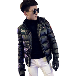 社会小伙立领ins飞机棉衣外套修身皮棉服 A343-CF39-P128控158 绿图片