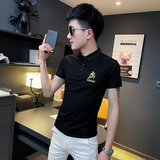 PL50-P45社会精神小伙修身刺绣短袖polo衫白，男装Polo衫，电商A343