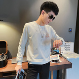 WY82秋装社会精神小伙修身卫衣男套头衫白1，男装卫衣，电商A343