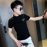PL51-P45社会精神小伙修身刺绣短袖polo衫白，男装Polo衫，电商A343