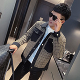 秋季男外套ins网红社会小伙撞色修身夹克A343-JK51-P105控128咖，男装夹克，电商A343