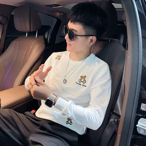 WY80秋装社会精神小伙修身卫衣男套头衫白,深灰色毛衫开衫外套怎么搭配图片