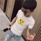 男士修身短袖T恤衫社会小伙半袖A343-TX62-P38（黑），男装T恤，电商A343