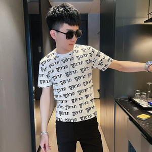 T 短袖T恤衫社会小伙半袖修身tee 黑图片