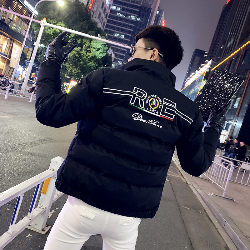 社会小伙立领ins棉衣外套修身刺绣棉服A343-CF40-P128控158黑,男装棉衣,电商A343