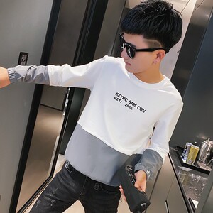 秋季社会精神小伙圆领ins卫衣潮流男 A343-WY48 白图片