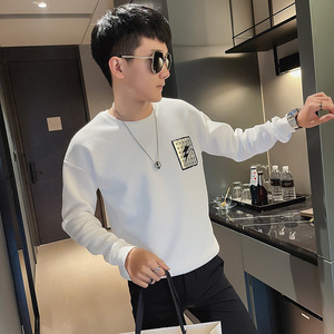 WY88 秋装社会精神小伙修身卫衣男套头衫 黑图片